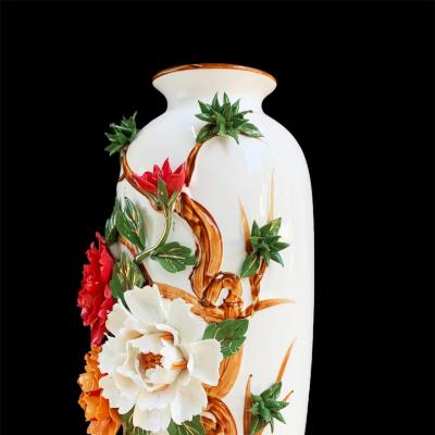 Bình Thủ Công Họa Tiết Hoa Mẫu Đơn